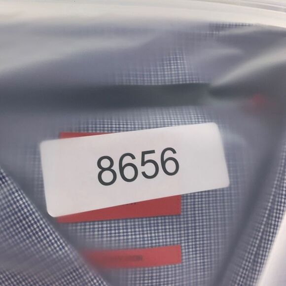 Hugo Boss Shirt Mens 17.5 Slim Fit Blue Easy Iron Dress Shirt Flip Cuff Koey NEW - Picture 13 of 13